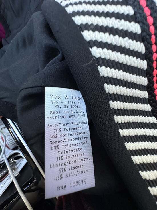 rag & bone Bess Woven Striped High-Low Mini Skirt in Black White and Neon Pink - Picture 8 of 9